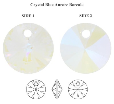 Swarovski 6428 Disc 12mm Crystal Blue AB XILION Rivoli Swarovski Scheibe Multicolor Kristall