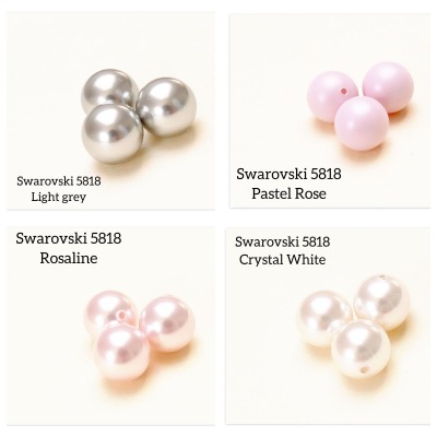 Swarovski 5818 Perlen Light grey Pastel Rose Rosaline Crystal white graue hell rosa weiße hellgraue