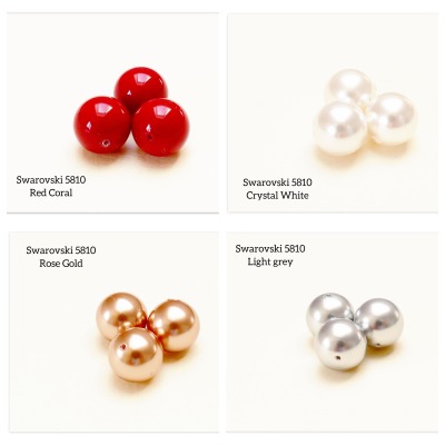 Swarovski 5810 Pearl Red Coral Crystal White Rose Gold Light grey Perlen 10 mm rote weiße rosa
