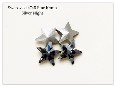Swarovski Star 10mm 4745 Silver Night, Stern Kristall, schwarzes, Multicolor Kristall
