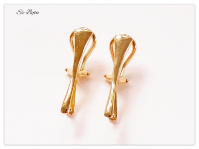 24,5mm 24K Gelb Gold vergoldete 925 Silber Ohrclips, Sterlingsilber Clips Echtsilber Ohrring