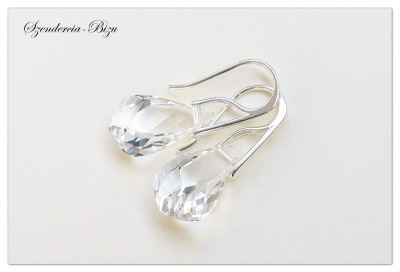 Silber Ohrringe mit Swarovski Tropfen, Helix Kristall Ohrringe, Weiße Tropfen Ohrringe, Braut