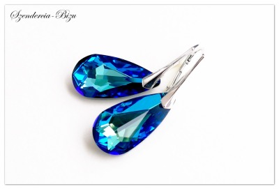 Silber Swarovski Tropfen Ohrringe, Teardrop Bermuda Blue Ohrringe, Multicolor Ohrhänger, Türkise