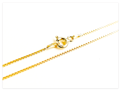 40cm 1mm Venezianer 24K Gelb Gold vergoldete Silber Kette, 925 Würfelkette, Sterlingsilber Würfel