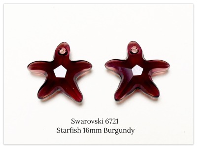 Swarovski 6721 StarFish 16mm Burgundy, Swarovski Seestern Kristall Burgund