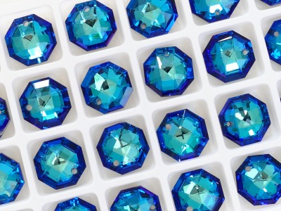 Octagon 14mm Bermuda Blue Solaris Kristall multicolor Achteck Anhänger türkises K9 Glas Kristall