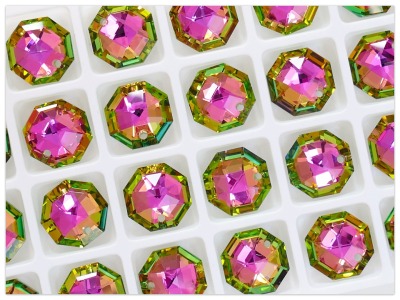 Octagon 14mm Vitrail Rose Solaris Kristall multicolor Achteck Anhänger buntes K9 Glas Kristall