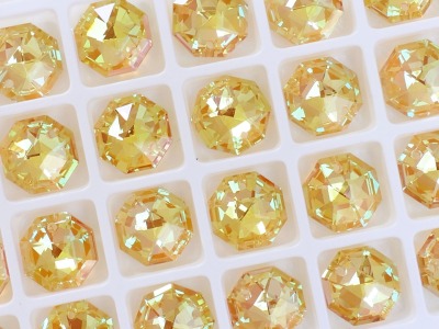 Octagon 14mm Sun Solaris Kristall multicolor Achteck gelber Anhänger goldenes K9 Glas Kristall