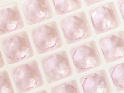 Octagon 14mm Light Rose Solaris Kristall rosa Achteck Anhänger hellrosa K9 Glas Kristall pinkes