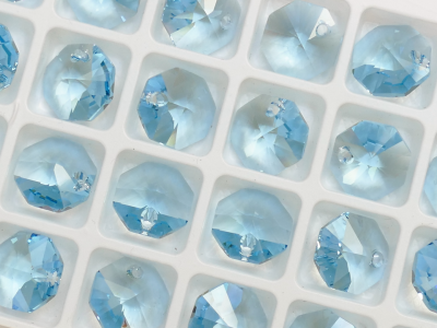 Octagon 14mm Aquamarine Solaris Kristall Achteck Anhänger hellblaues K9 Glas Kristall blaues