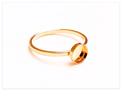24K Gelb Gold vergoldeter Silber runder 6mm Cabochon Ring Rohling 925 Sterlingsilber Ringrohlinge