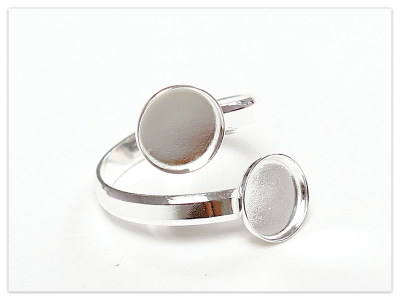 925 Silber 8mm Doppel runder Cabochon Ring Rohling, 925 Sterlingsilber Ringrohlinge universal,