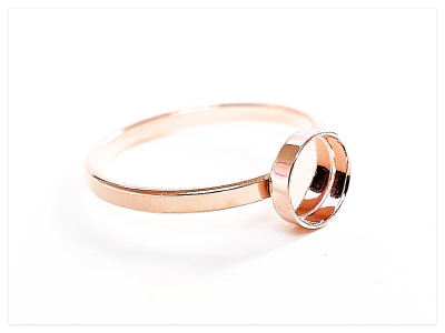 18K Rose Gold vergoldeter Silber runder 6mm Cabochon Ring Rohling, 925 Sterlingsilber Ringrohlinge,