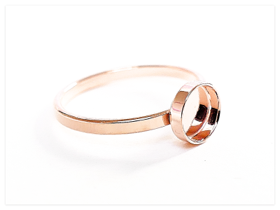 18K Rose Gold vergoldeter Silber runder 6mm Cabochon Ring Rohling 925 Sterlingsilber Ringrohlinge