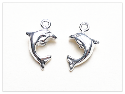 925 Silber Charms Delfin, Sterlingsilber maritime kleine Anhänger, Komponenten für Ohrringe, Meer,