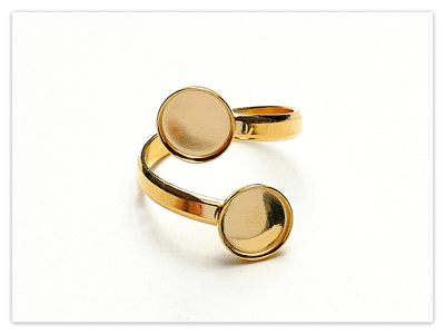 24K Gelb Gold vergoldeter 925 Silber 8mm Doppel runder Cabochon Ring Rohling, vergoldete 925