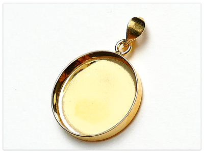 18mm 24K Gelb Gold vergoldeter Silber runder Cabochon Münzen Anhänger mit Schlaufe, 925