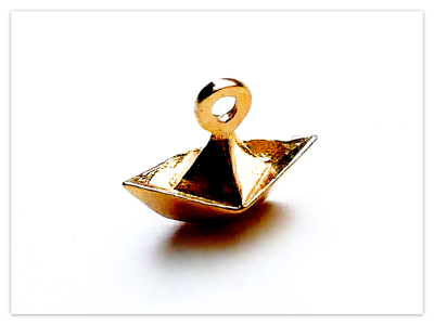 24K Gelb Gold vergoldete 925 Silber Charms 9mm Origami Boot, Sterlingsilber maritime kleine