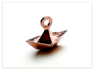 18K Rose Gold vergoldete 925 Silber Charms 9mm Origami Boot, Sterlingsilber maritime kleine