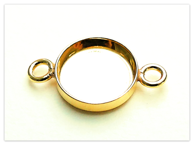 10mm 24K Gelb Gold vergoldete Silber runde Cabochon Verbinder, Sterlingsilber Armband