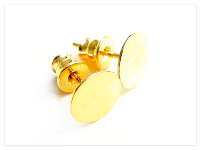 8mm 24K Gelb Gold vergoldete Silber Ohrstecker mit 925 Silikon Verschluss, Sterlingsilber Stecker