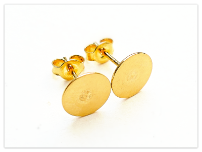 8mm 24K Gelb Gold vergoldete Silber Ohrstecker mit 925 Verschluss, Sterlingsilber Stecker für
