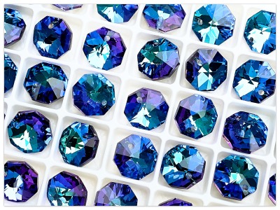 Octagon 12mm Bermuda Blue Solaris Kristall, multicolor Achteck Anhänger ,türkises K9 Glas