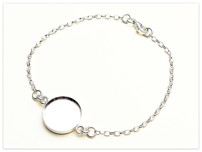 Silber oval Rollo Armband Basis mit 10mm runden Cabochon Rohling, Sterlingsilber Armreif Harz