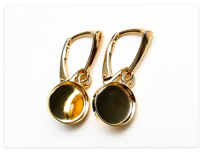 10mm 24K Gelb Gold vergoldete Silber runde Cabochon Ohrring Elemente, 925 Sterlingsilber Ohrhaken