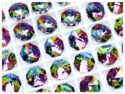 Octagon 12mm Vitrail Medium Solaris Kristall, multicolor Achteck Anhänger , türkises K9 Glas