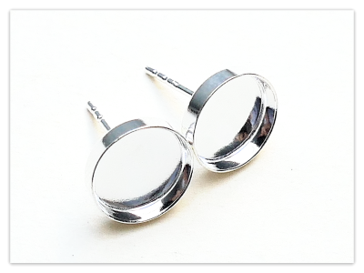 10mm Silber runde Cabochon Ohrstecker Elemente, Sterlingsilber Stecker für Harz, 925 Ohrring