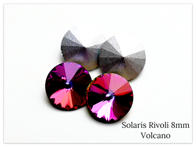 Solaris Rivoli 8mm Volcano Kristall, oranger Kristall, bunter Stein, multicolor Kristall