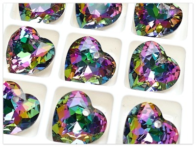 Solaris Heart 14mm Volcano, Herz Kristall, Regenbogen Kristall, buntes Kristall, multicolor Kristall