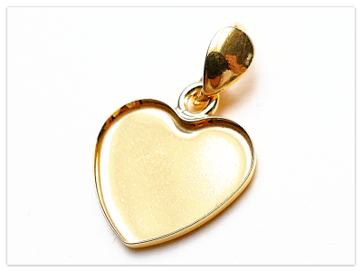 14mm 24K Gelb Gold vergoldetes Silber Herz Cabochon Anhänger mit Schlaufe, Sterlingsilber Rohlinge