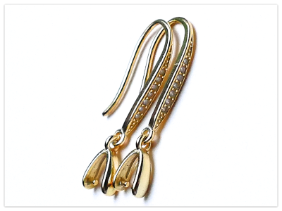 CZ Gelb Gold vergoldete Silber Ohrhaken, Sterlingsilber Offene Ohrring Elemente für Swarovski,
