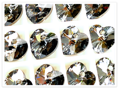10mm Swarovski 6228 Heart Crystal Silver Night Kristall, Swarovski Herz, Swarovski Heart ,schwarzes