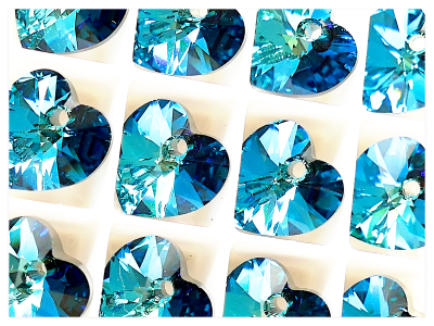 10mm Swarovski 6228 Heart Crystal Bermuda Blue, Swarovski Herz Kristall, Türkises Kristall