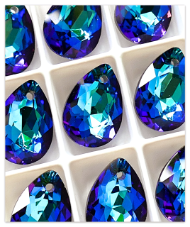 16mm Solaris Pear Cut Bermuda Blue, Tropfen Kristall, blaues Kristall, buntes Kristall, multicolor K