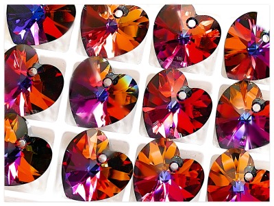 10mm Swarovski 6228 Heart Volcano, Swarovski Herz Kristall, multicolor Kristall Anhänger, oranges