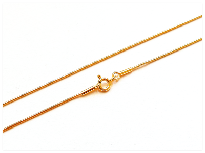 50cm 0.9mm 24K Gelb Gold vergoldete Silber runde Schlangenkette, 925 Sterlingsilber Snake Halskette,
