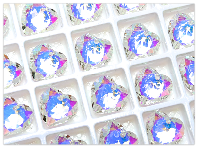 Heart 14.5mm Crystal AB, Solaris multicolor Kristall , bunter Herz Anhänger, buntes K9 Glas