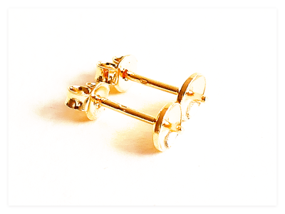 24K Gelb Gold vergoldete 925 Silber 5mm Perlen Ohrstecker Rohlinge mit Silikon Verschluss,