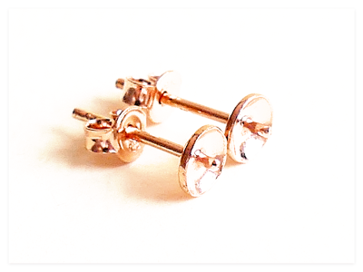 18K Rose Gold vergoldete 925 Silber 5mm Perlen Ohrstecker Rohlinge mit Silikon Verschluss,