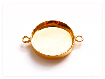 18mm 24K Gelb Gold vergoldete Silber runde Cabochon Verbinder, Sterlingsilber Armband