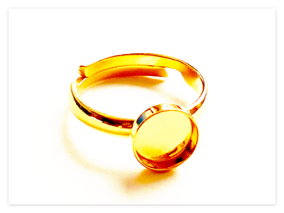 10mm 24K Gelb Gold vergoldete 925 Silber runder Cabochon Ring Rohling, 925 Sterlingsilber