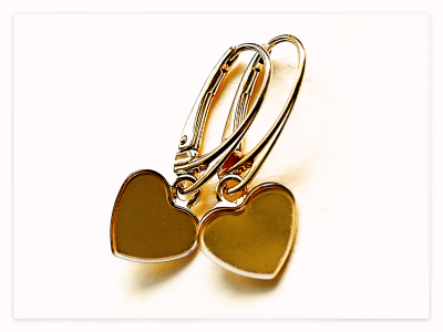 10mm 24K Gelb Gold vergoldete Silber Herz Cabochon Ohrring Elemente, Sterlingsilber Ohrhaken für