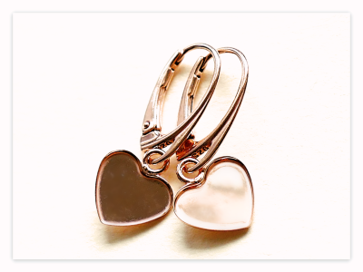 10mm 18K Rose Gold vergoldete Silber Herz Cabochon Ohrring Elemente, Sterlingsilber Ohrhaken für