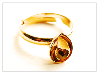 24K Gelb Gold vergoldeter 925 Silber 10mm Tropfen Cabochon Ring Rohling, universal 925