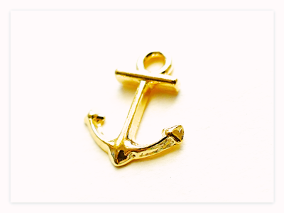 24K Gelb Gold vergoldeter 925 Silber Charms Anker, Sterlingsilber maritime kleine Anhänger für