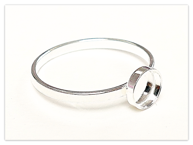 Silber oval Rollo Armband Basis mit 10mm runden Cabochon Rohling,  Sterlingsilber Armreif Harz Fassung Elemente, 925 Armband Base mit Lünette  - 15,5cm +10mm | Online Shop | shilver